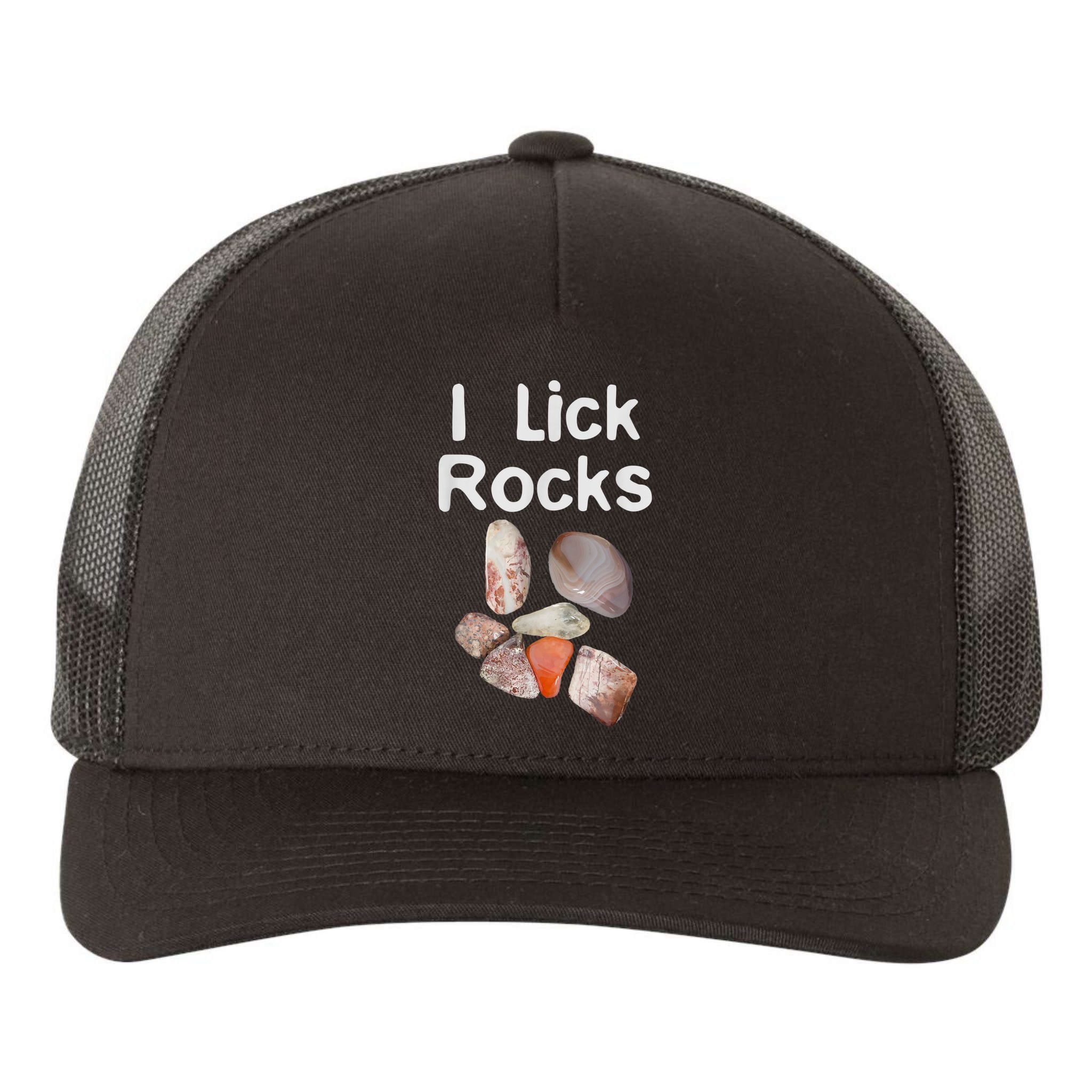 I Lick Rocks Agate Collector Geologist Mineral Design Yupoong Adult 5-Panel Trucker Hat
