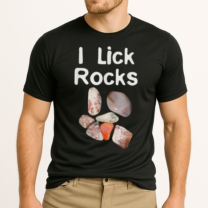 I Lick Rocks Agate Collector Geologist Mineral Design Cooling Performance Crew T-Shirt