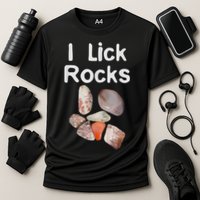 I Lick Rocks Agate Collector Geologist Mineral Design Cooling Performance Crew T-Shirt