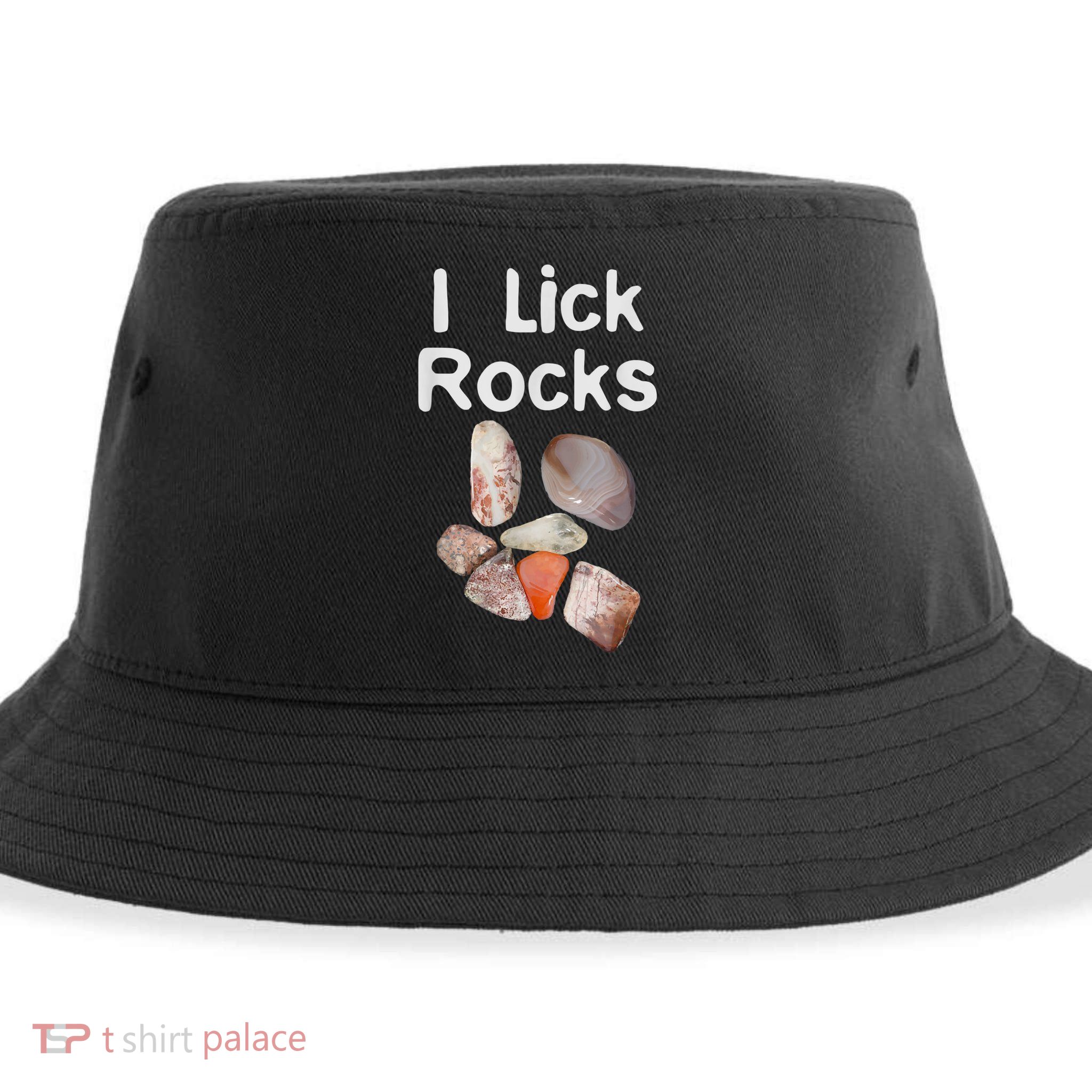 I Lick Rocks Agate Collector Geologist Mineral Design Sustainable Bucket Hat