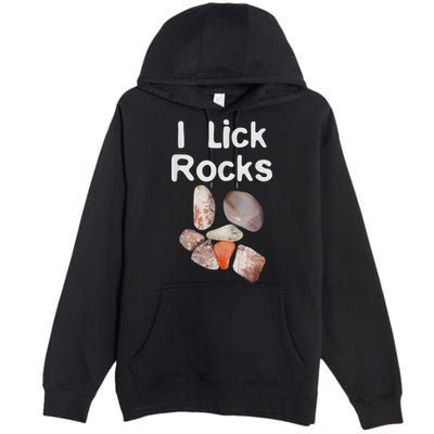 I Lick Rocks Agate Collector Geologist Mineral Design Premium Pullover Hoodie