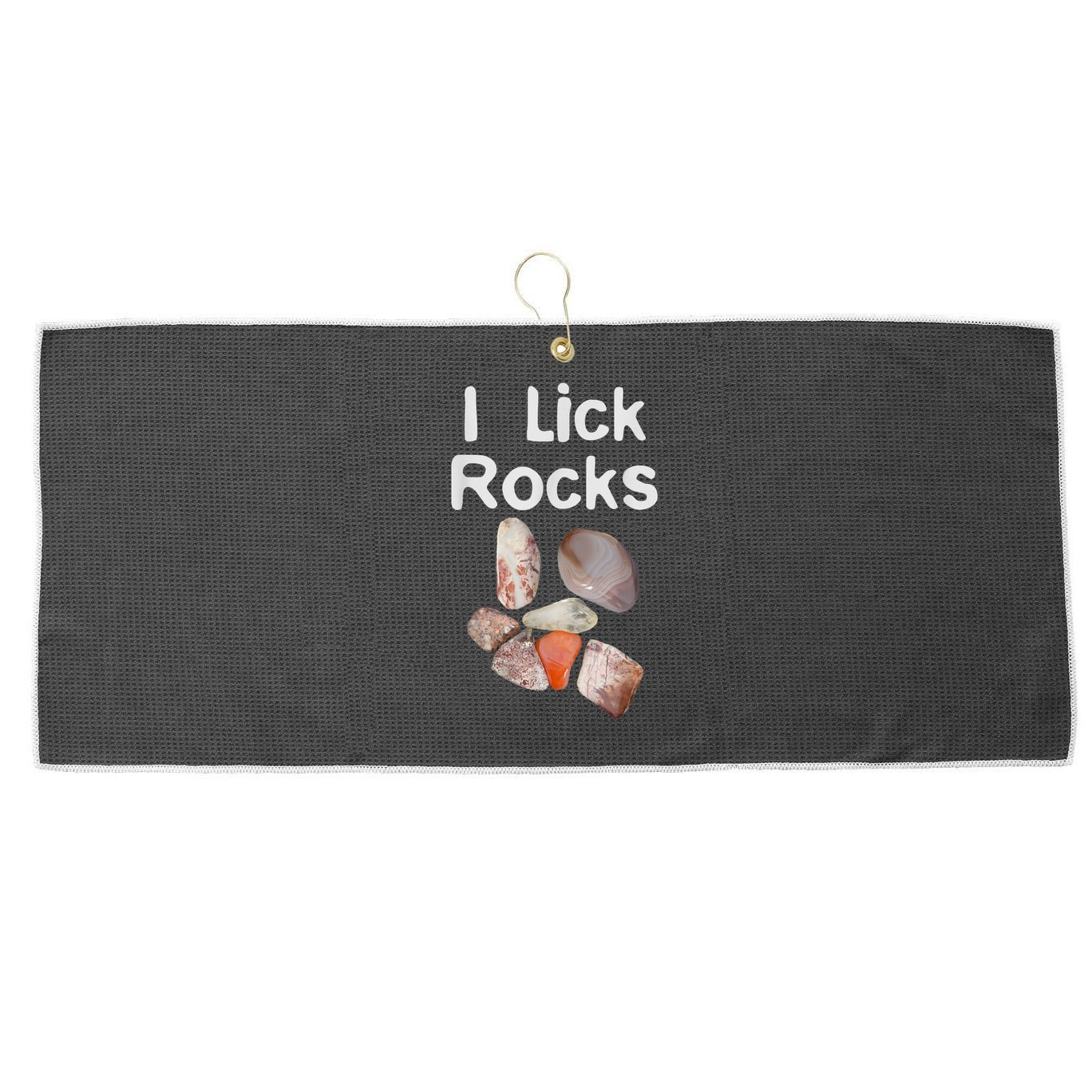 I Lick Rocks Agate Collector Geologist Mineral Design Large Microfiber Waffle Golf Towel