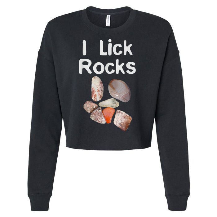 I Lick Rocks Agate Collector Geologist Mineral Design Cropped Pullover Crew