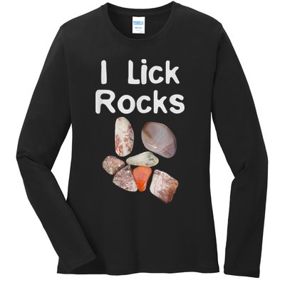 I Lick Rocks Agate Collector Geologist Mineral Design Ladies Long Sleeve Shirt