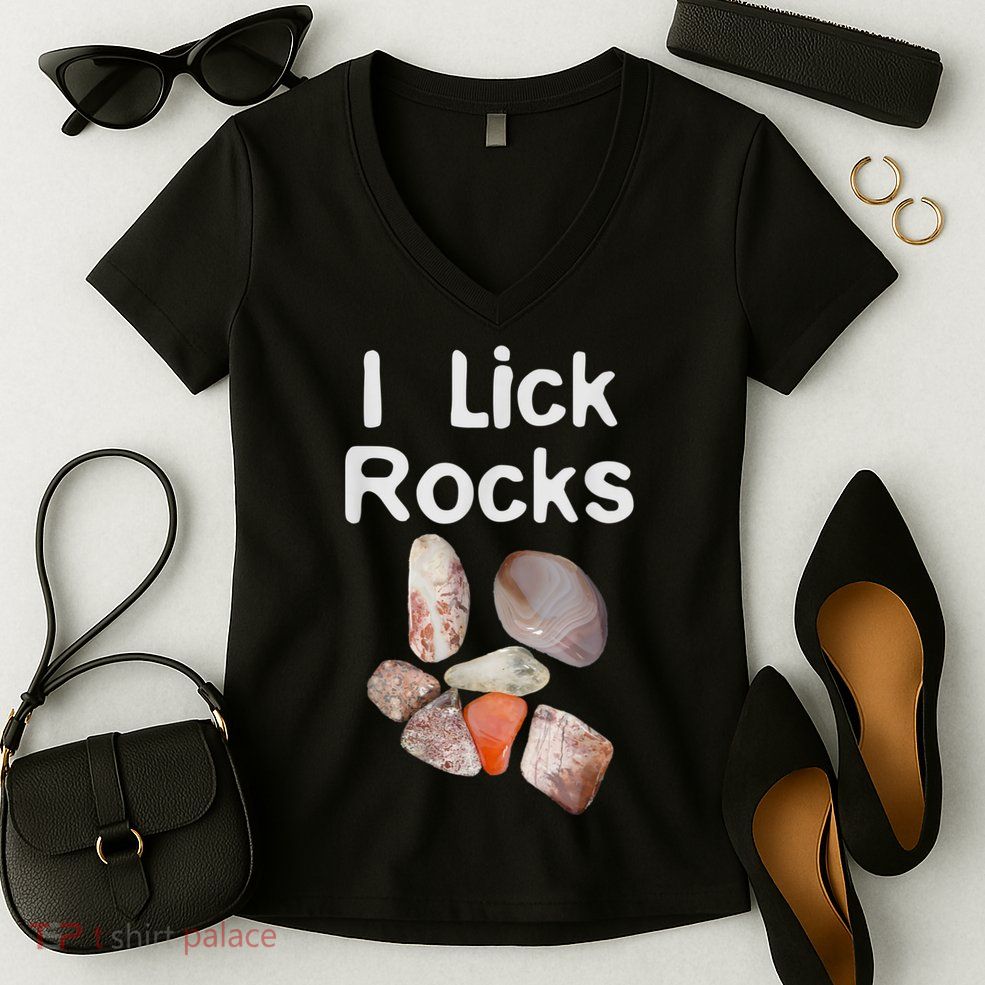 I Lick Rocks Agate Collector Geologist Mineral Design Women's V-Neck T-Shirt