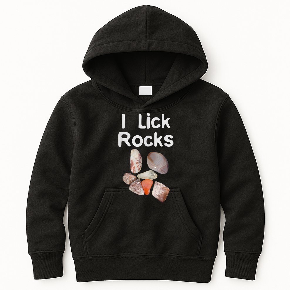 I Lick Rocks Agate Collector Geologist Mineral Design Kids Hoodie