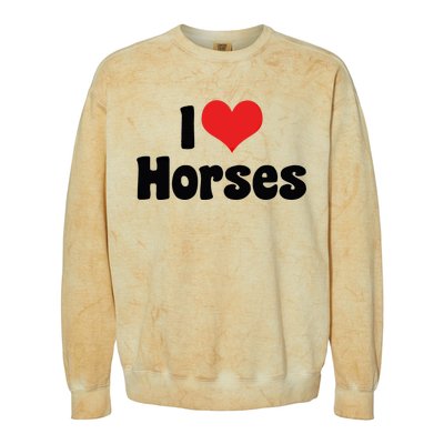 I Love Red Heart Horses Great Gift Horse Cow Rodeo Country Lover Cute Gift Colorblast Crewneck Sweatshirt