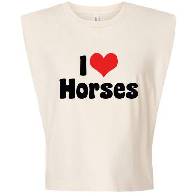 I Love Red Heart Horses Great Gift Horse Cow Rodeo Country Lover Cute Gift Garment-Dyed Women's Muscle Tee