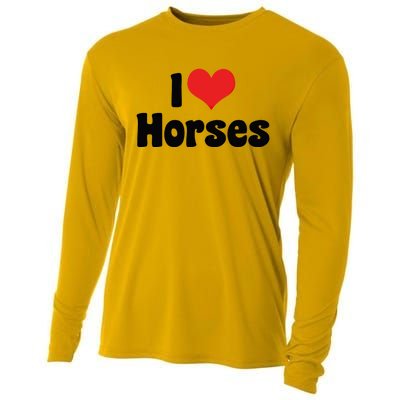 I Love Red Heart Horses Great Gift Horse Cow Rodeo Country Lover Cute Gift Cooling Performance Long Sleeve Crew