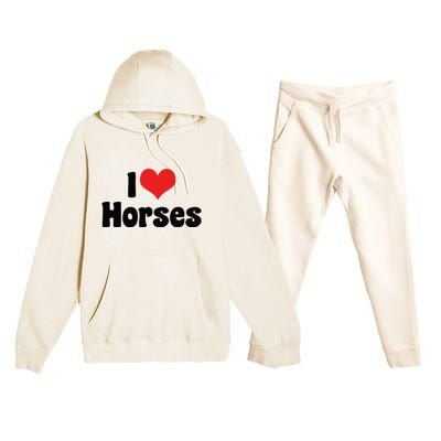 I Love Red Heart Horses Great Gift Horse Cow Rodeo Country Lover Cute Gift Premium Hooded Sweatsuit Set