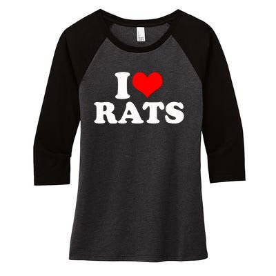 I Love Rats Women's Tri-Blend 3/4-Sleeve Raglan Shirt