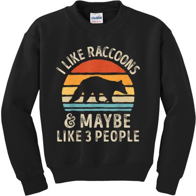 I Like Raccoons And Maybe Like 3 People Raccoon Lover Retro Kids Sweatshirt