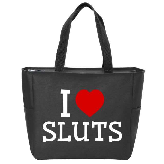 I Love Sluts I Heart Sluts Red Heart Love Sluts Zip Tote Bag
