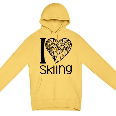 I Love Skiing For Ski Lovers Gift Premium Pullover Hoodie