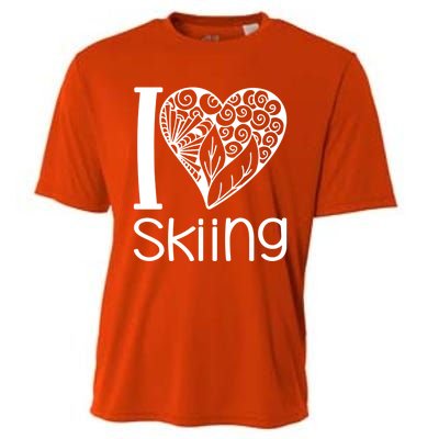 I Love Skiing For Ski Lovers Gift Cooling Performance Crew T-Shirt