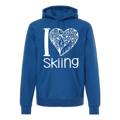 I Love Skiing For Ski Lovers Gift Premium Hoodie