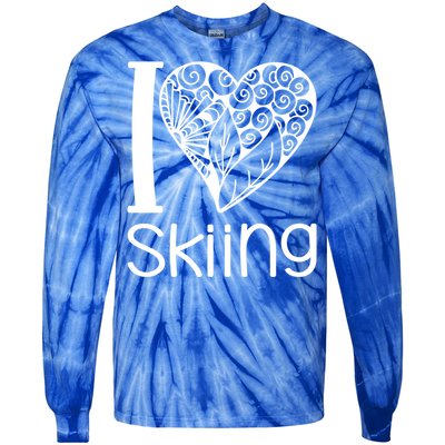 I Love Skiing For Ski Lovers Gift Tie-Dye Long Sleeve Shirt