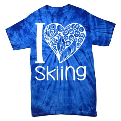 I Love Skiing For Ski Lovers Gift Tie-Dye T-Shirt