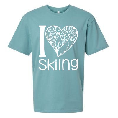 I Love Skiing For Ski Lovers Gift Sueded Cloud Jersey T-Shirt