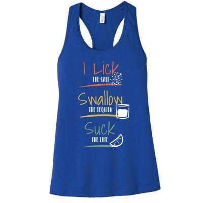 I Lick Salt Swallow Tequila Suck Lime Cinco De Mayo Gift Women's Racerback Tank