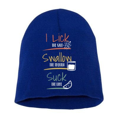 I Lick Salt Swallow Tequila Suck Lime Cinco De Mayo Gift Short Acrylic Beanie