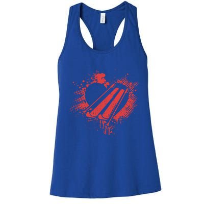 I Love Skiing Funny Ski Skier Valentine's Day Gift Women's Racerback Tank