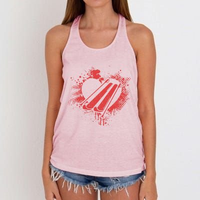 I Love Skiing Funny Ski Skier Valentine's Day Gift Women's Knotted Racerback Tank