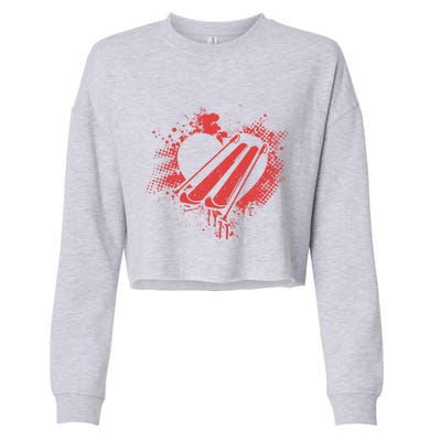 I Love Skiing Funny Ski Skier Valentine's Day Gift Cropped Pullover Crew