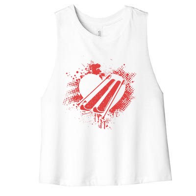 I Love Skiing Funny Ski Skier Valentine's Day Gift Women's Racerback Cropped Tank