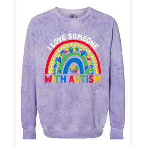 I Love Someone With Autism Awareness Gift Colorblast Crewneck Sweatshirt