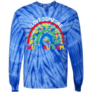 I Love Someone With Autism Awareness Gift Tie-Dye Long Sleeve Shirt