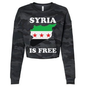 I Love Syria Is Free Syrian Map New Syrian Flag Cropped Pullover Crew