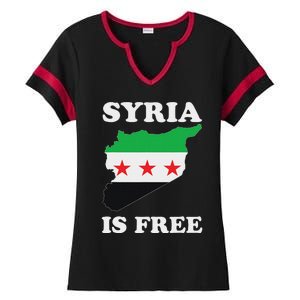 I Love Syria Is Free Syrian Map New Syrian Flag Ladies Halftime Notch Neck Tee