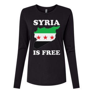 I Love Syria Is Free Syrian Map New Syrian Flag Womens Cotton Relaxed Long Sleeve T-Shirt