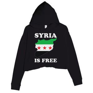 I Love Syria Is Free Syrian Map New Syrian Flag Crop Fleece Hoodie