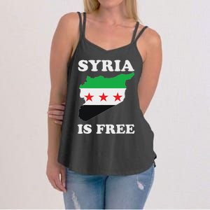 I Love Syria Is Free Syrian Map New Syrian Flag Women's Strappy Tank