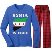 I Love Syria Is Free Syrian Map New Syrian Flag Women's Long Sleeve Flannel Pajama Set 