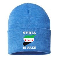 I Love Syria Is Free Syrian Map New Syrian Flag Sustainable Knit Beanie