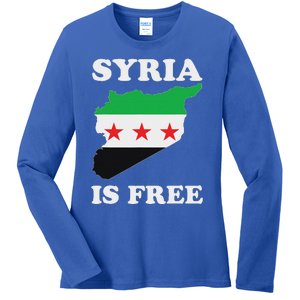 I Love Syria Is Free Syrian Map New Syrian Flag Ladies Long Sleeve Shirt