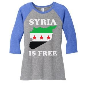 I Love Syria Is Free Syrian Map New Syrian Flag Women's Tri-Blend 3/4-Sleeve Raglan Shirt