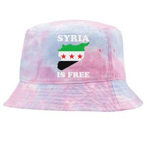 I Love Syria Is Free Syrian Map New Syrian Flag Tie-Dyed Bucket Hat