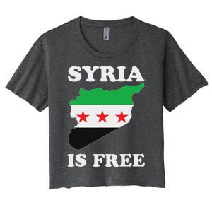 I Love Syria Is Free Syrian Map New Syrian Flag Women's Crop Top Tee