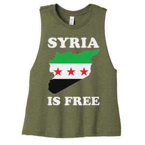 I Love Syria Is Free Syrian Map New Syrian Flag Women's Racerback Cropped Tank