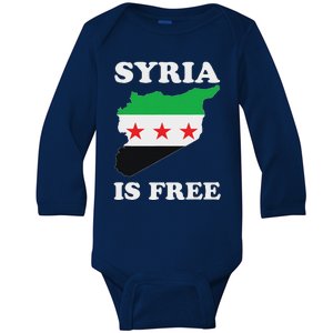 I Love Syria Is Free Syrian Map New Syrian Flag Baby Long Sleeve Bodysuit