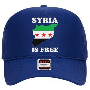 I Love Syria Is Free Syrian Map New Syrian Flag High Crown Mesh Back Trucker Hat