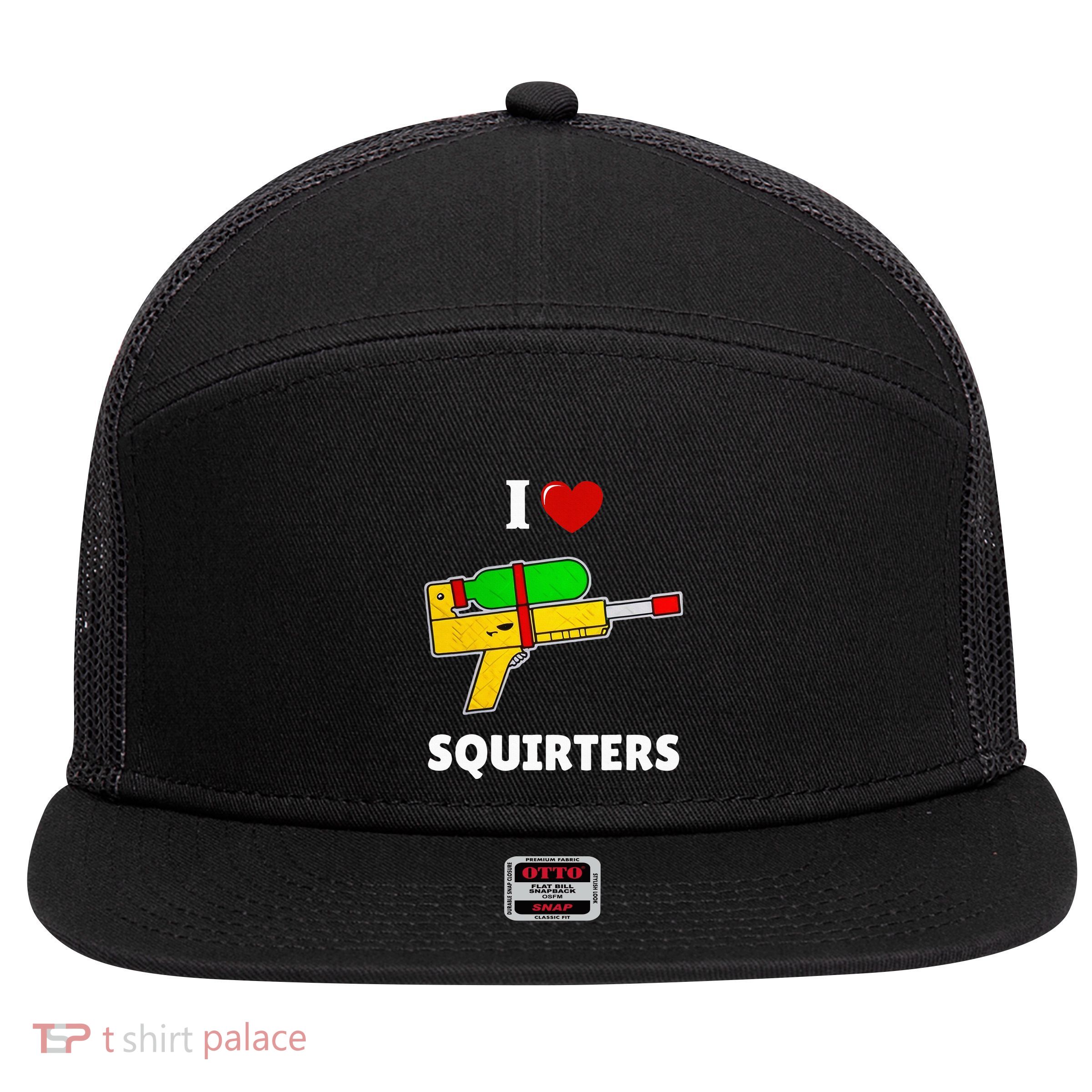 I Love Squirters Heart Design I Love Squirters 7 Panel Mesh Trucker Snapback Hat