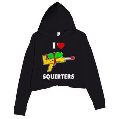 I Love Squirters Heart Design I Love Squirters Crop Fleece Hoodie