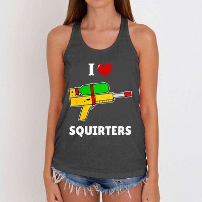 I Love Squirters Heart Design I Love Squirters Women's Knotted Racerback Tank