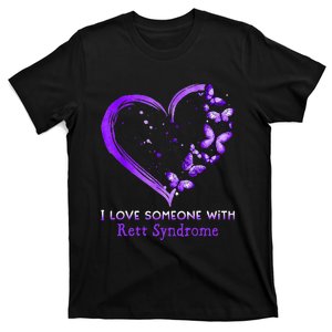 I Love Someone With Rett Syndrome Awareness Purple Ribbon T-Shirt