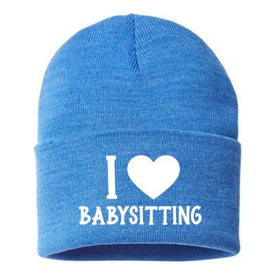 I Love Sitting Sitter Great Gift Sustainable Knit Beanie